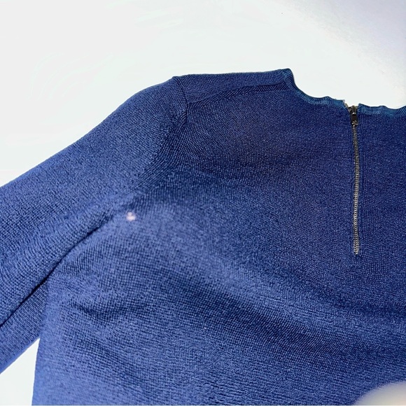 Theory Dark Blue Wool Zip Back Tunic Sweater - Picture 5 of 7